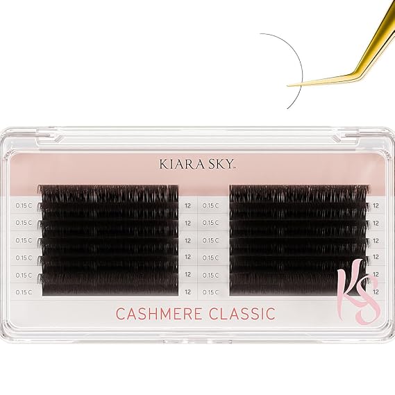 KIARA SKY LASH Cashmere CLASSIC Lash Extensions | Premium Cashmere Lash Extensions | Soft Semi-matte natural finish | For Professional Eyelash Extensions Use Only | Black