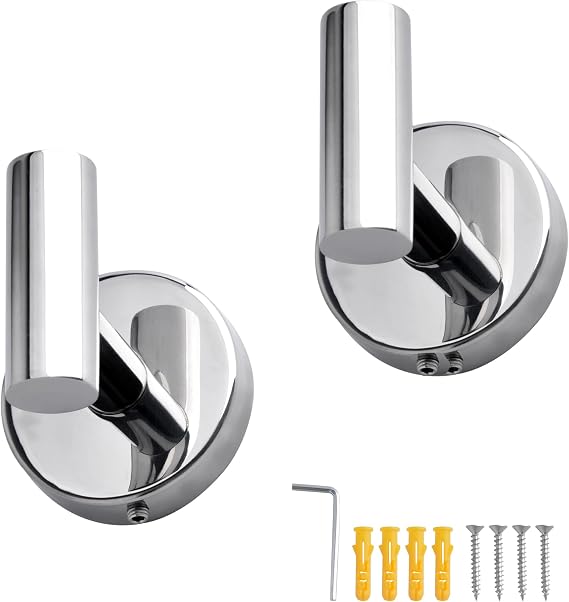 Screw in Towel Hook Silvery 2PCS 304 Stainless Steel Wall Door 10kg