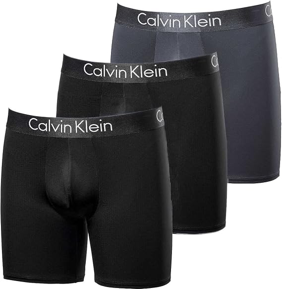 Calvin Klein Mens 3 Pack Chromatic Microfiber Boxer Briefs (Black/Black/Grey, Large)