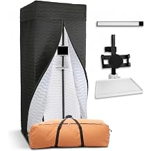 Portable Vocal Booth - Studio-Grade Echo-Free Recording Booth for Voiceover, Podcast & Music, Acoustic Treatment for Home Studio/Sound Isolation Booth with Light & Travel Bag (White, L)