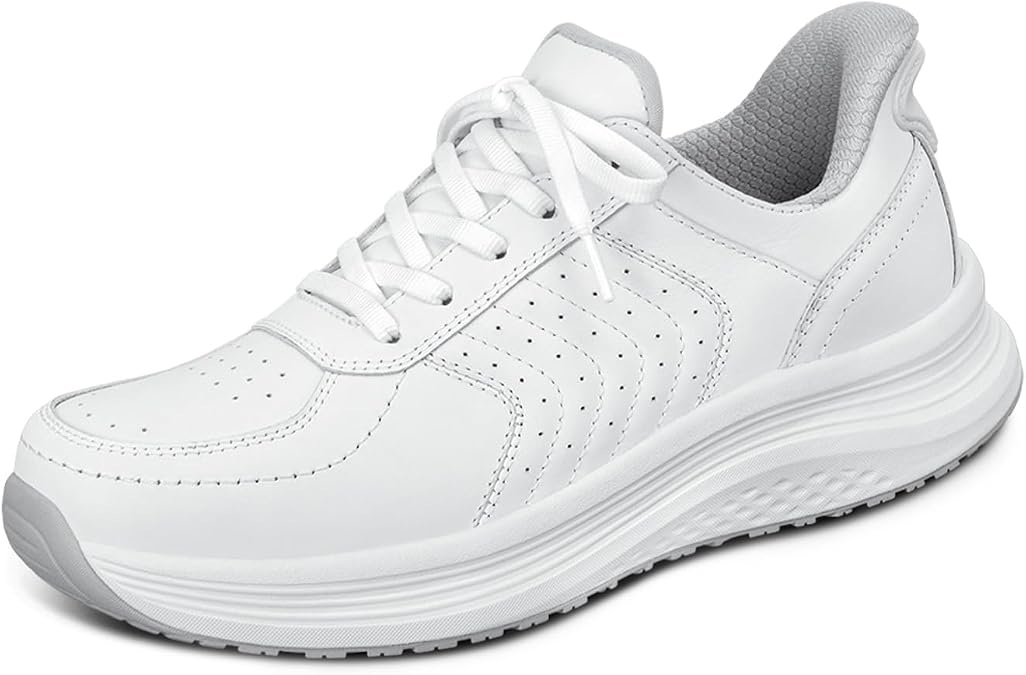 Orthofeet Roam Orthopedic Women's Slip-On Sneakers | Hands-Free Water-Repellent Leather Walking Shoe with Grippy Sole, Padded Ergonomic Cushioning, Arch Support, Wide Toe Box
