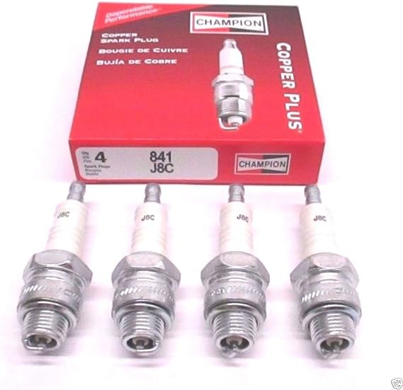 Champion J8C (841) Copper Plus Small Engine Spark Plug, 1 Box of 4 Spark Plugs