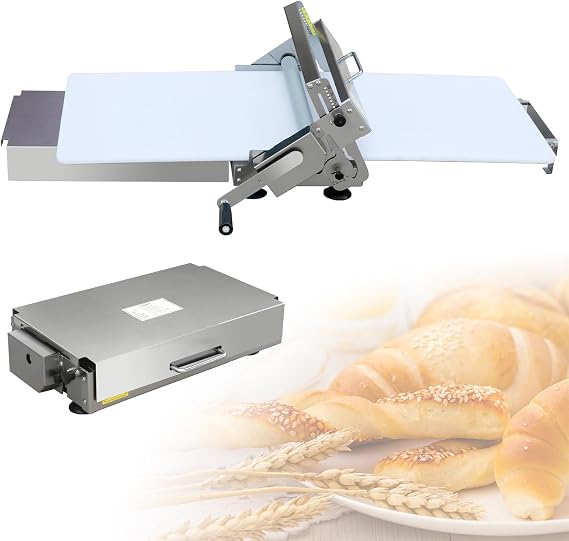 Manual Dough Sheeter Machine, 0.5-25mm Adjustable Thickness Stainless Steel Laminadora De Masa, Folding Dough Rolling Machine for Pizza Dough and Fudge Crust Croissants Dough - Home Commercial Use