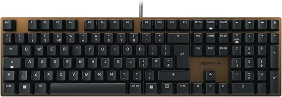 CHERRY KC 200 MX Mechanical Office Keyboard with Anodized Metal Plate UK Layout Wired MX2A Brown Switches Black/Bronze
