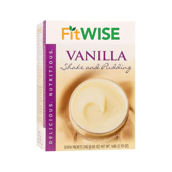Meal Replacement Pudding or Shake, Low Calorie, 15g Caseinate Protein, Aspartame Free, Low Fat, 7 Servings Per Box (Vanilla)