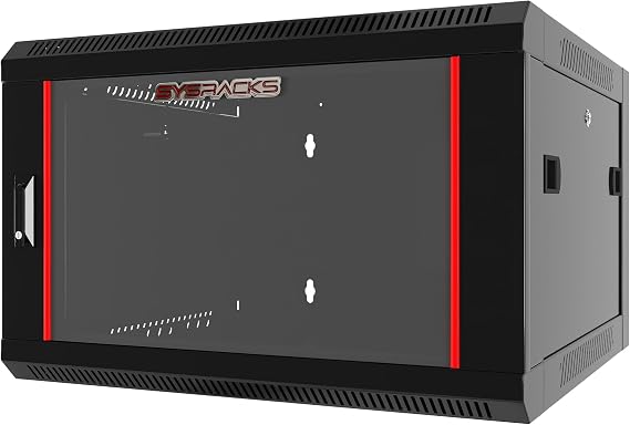 6U Wall Mount Home Lab Server Rack 19" Locking Network Cabinet, 18" Deep Empty Rack Enclosure for Routers, NAS, Switches and Home Network Equipment