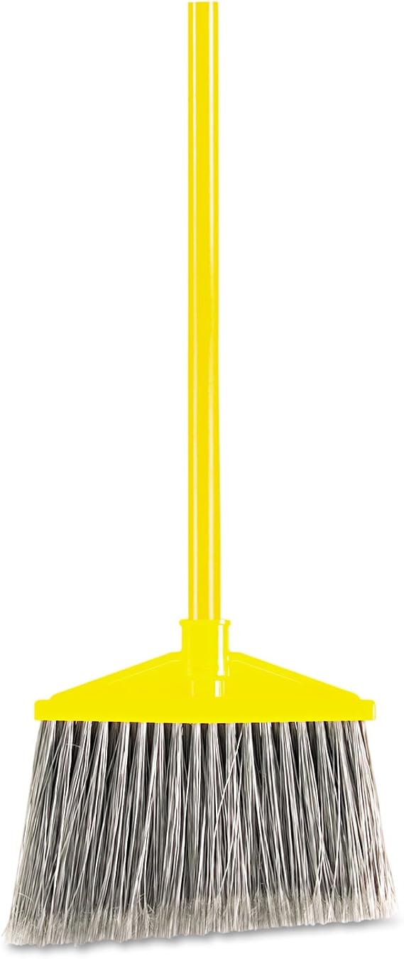 Rubbermaid Commercial Brute Angled Large Broom, Polyethylene Bristles, 46-7/8 Inch Metal Handle, Yellow/Gray (6375-00GY)