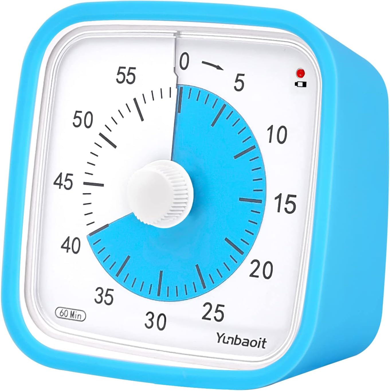 Yunbaoit Upgraded 60 Minute Visual Timer with Protective Case Silent Countdown Timer for Kids with Low Power Indicator Light Blue Blue