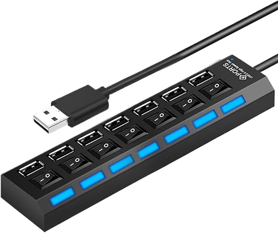USB C Hub - Multiport Data Transfer,Multipurpose USB Hub with Individual Button,for Video Editing Trading Desk Remote Work Travel Classroom Co-Working Space Studio