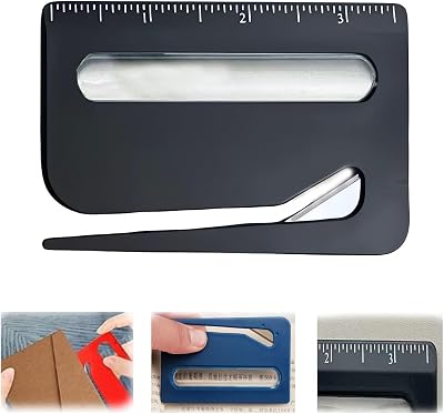 Envelope Opener, 2025 Upgrade Letter Opener Envelope Slitter with Magnifying Glass, Scale, Pointed End, Mail Opener Tool Package Opener Cutter Black, 3 PCS
