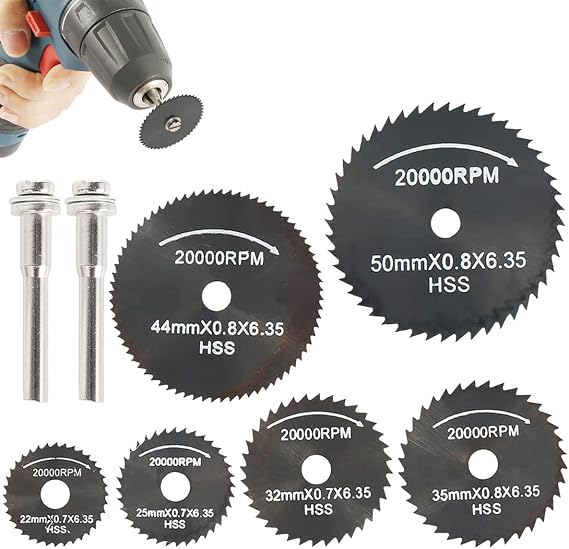 Cutting Wheel Set Wear Resistant Cutting Disc Kit Sharp Circular Saw Blade Set Professional Rotary Tool Accessories or Cutting Wood Plastic Metal Glass(Black 8PCS)