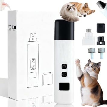 2026 Upgraded Cat Nail Trimmer,Safe Cut Cat Nail Trimmer,Two Adjustable With 360 Grinding Settings,Low-Vibration Ultra-Quiet Under 40db & Powerful Enough For Thick Claws For All Kinds Pets (White)