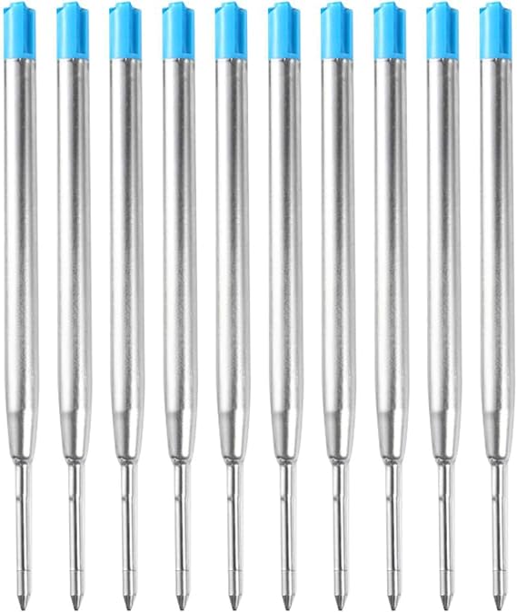 10 Pcs Black Ballpoint Pen Refills, 1mm Metal Tip Replaceable Cartridges, Smooth Writing Refill Set for Pen, Dark Bold Lines
