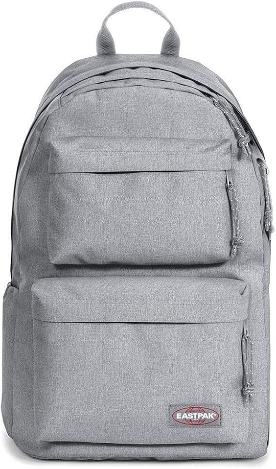 EASTPAK Padded Double 24L Squared Backpack with Dual Front Pockets, 13 Laptop Sleeve, Bottle Holder & Padded Straps, Sunday Grey