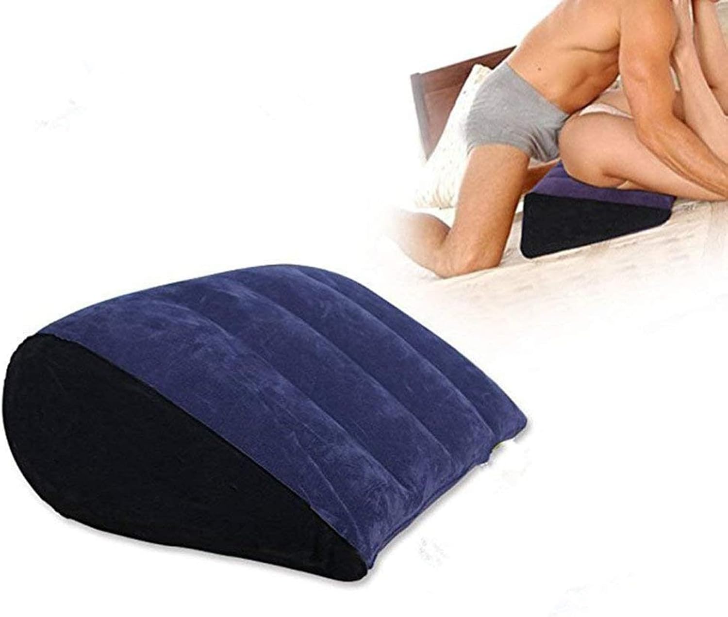 KIPETTO Inflatable Triangle Pillow PVC Flocking Travel Pillow Magic Cushion Body Support Pillow for Couple Positioning for Deeper Position