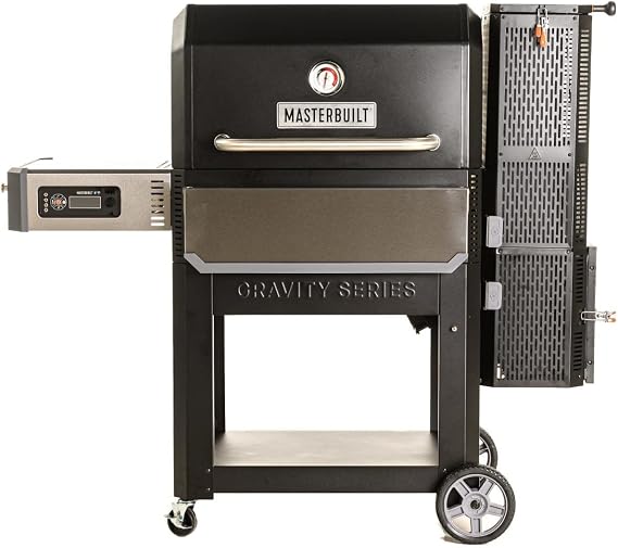 Masterbuilt MB20041320 Gravity Series 1050 Outdoor Digital Charcoal Barbecue Griddle + Grill + Smoker, Portable, Built-in Thermometer Gauge in Black