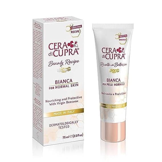 CERA DI CUPRA Bianca Face Cream Moisturizer for Normal and Oily Skin - Nourishing and Protective Formula with Virgin Beeswax (2.5 Fl Oz / 75 ml)
