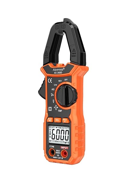 Digital Clamp Meter Multimeter with D-Shaped Jaw for AC/DC Current & Voltage, Auto-ranging 6000 Counts Voltage Tester with Flashlight Backlight, Measuring Temperature Continuity Diode NCV