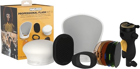 MagMod Professional Flash Kit 2 and MagShoe 2 | Photography Lighting Flash Diffuser Set | Magnetic Light Diffuser Attachments | Lightweight MagMod Modifiers | Universal Cold Shoe Flash Mount for Off C