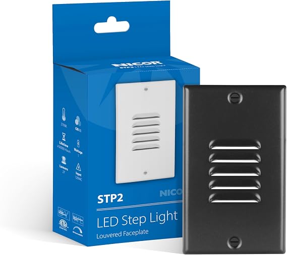 NICOR Lighting STP2 Vertical Louvered Black LED Step Light (STP2L120VBK)