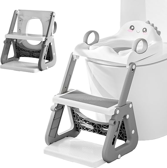 Potty Training Toilet Seat, Upgrade 2 in 1 Toddler Toilet Seat and Step Stool Splash Guard Anti-Slip Pad Kids Toilets Seats for Child Baby Boy Girl Adjustable Toilets Training with Ladder in Bathroom
