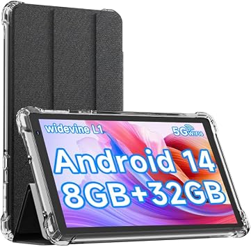 IWEGGO Android 14 Tablet with Case, 7 Inch 8GB RAM32GB ROM 1TB Expandable Computer, 5MP Camera Tablets, 1.6Ghz Quad-core Processor, 3000mAH Battery Tablet PC, 5G WiFi, Games 7 Android Laptop Blue