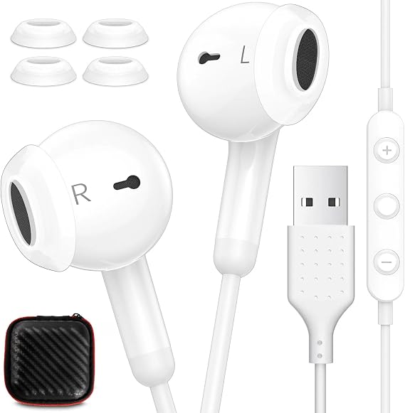 USB Headphone 7.5FT Long Cord Computer Headset PC Wired Earbuds Lightweight