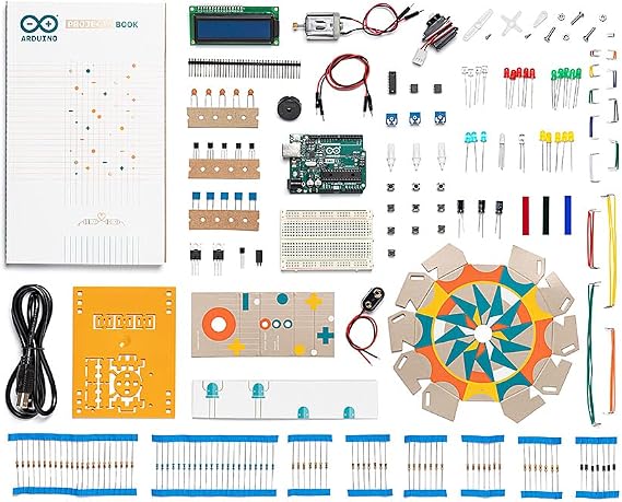 Official Arduino Starter Kit [K000007] - 12 DIY Projects with Electronic Components & English Projects Book - Original Kit from Italy