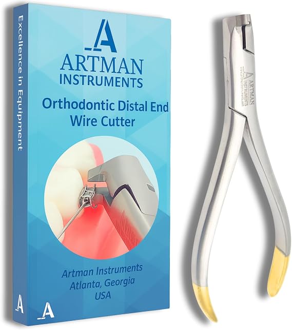 ARTMAN INSTRUMENTS Braces Wire Cutter Orthodontic Distal End Cutter, Large Handle, Tungsten Carbide Inserts with Safety Hold, For 0.014" to 0.0190.025" Wires