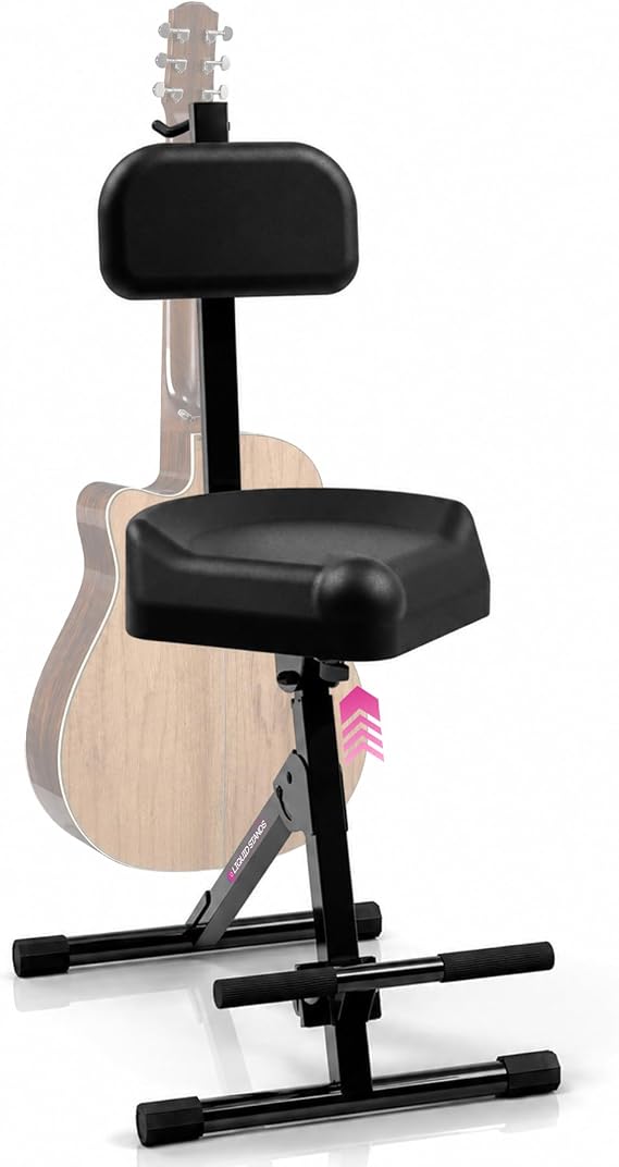 Liquid Stands Guitar Stool, Adjustable Piano Stool - Professional Musician Drum Throne with Backrest - Guitar Seat Drum Seat, Musician Stool, Chair, Guitar Chair for Adults, Kids, Drummer, Guitarist