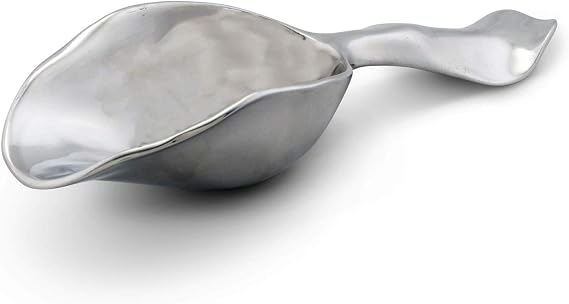 Arthur Court Modern Carmel Pattern Metal Handle Bar Ice Scoop, Dry Bin Scoop, Dry Goods Scoop, Candy Scoop, Spice Scoop Sand Casted and Hand Polished Aluminum 8 inch Long