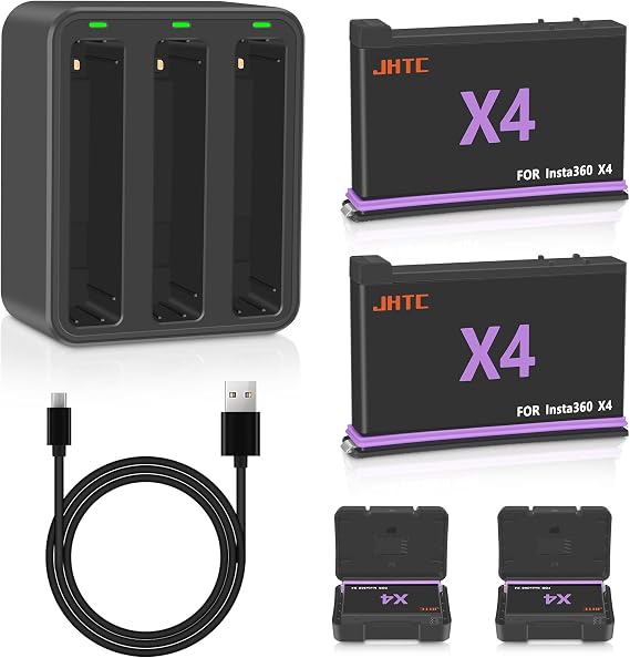 X4 Battery 2 Packs 2500mAh and X4 Battery Charger Kit Compatible with X4 Camera (with 2 Misro SD Card Cases)