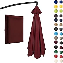 Replacement Parasol Canopy, 2m/2.7m/300cm, Sun Umbrella Replacement Cloth, 6 Arms/8 Arms Polyester UV Protection Market Table Umbrella Canopy, Parasol Umbrella Replacement Cover(Burgundy,8 ribs-2.7m(8