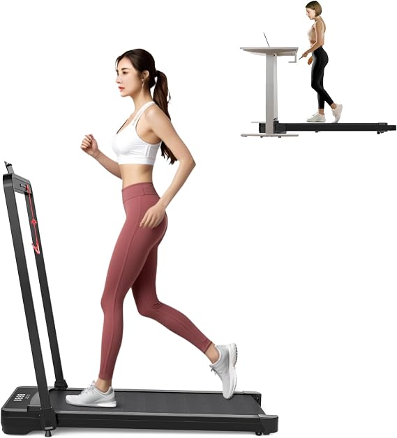 Maicifi Walking Pad Treadmill, Remote Control Treadmills for Home Small,Portable Under Desk Treadmill, Running Machine with LED Display,Silver & White