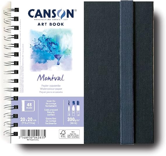Canson Montval Watercolor Paper Art Book, White, 7.8x7.8 in