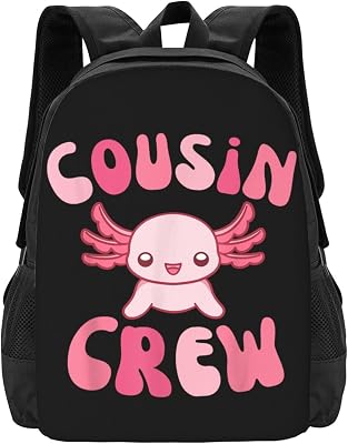 Cousin Cren Axolotls Backpack Minimalist Large Capacity Backpack 16.5 inch Leisure Travel Daypack