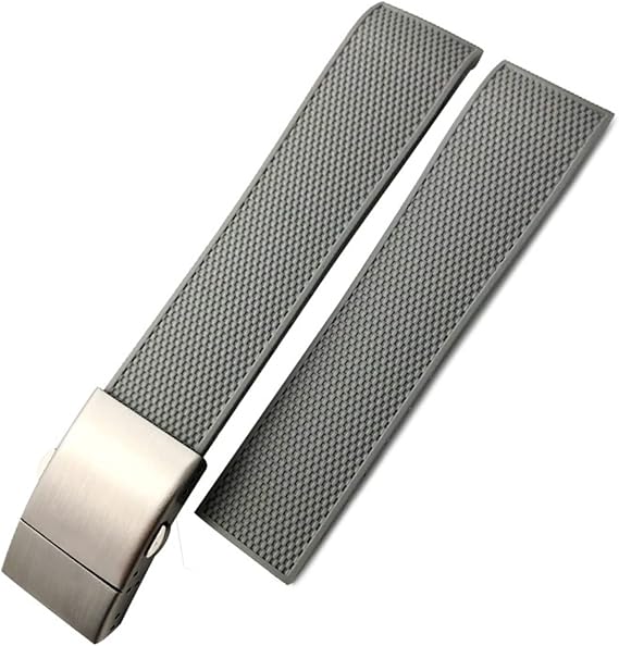 Rubber Watchband 19mm 21mm Silicone Strap for Longines Hydroconquest VHP Black Blue Watch Bracelets (Color : Grey, Size : 21mm)