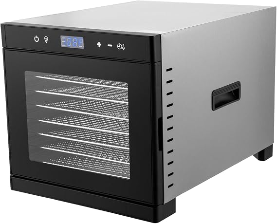 Food Dehydrator Machine Large Drying Space, 700W Dehydrated Dryer 8 Stainless Steel Trays, Dehydrator Machine 24H Timer, 167F Temperature Control Safety Over Heat Protection (8 Trays)