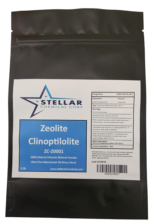 Zeolite Clinoptilolite (90-92%) Micronized Powder ~ 1 Pound ~ Stellar Chemical Corp ~ Ultra Fine (Minus 40 Mesh) Activated, Natural Mineral