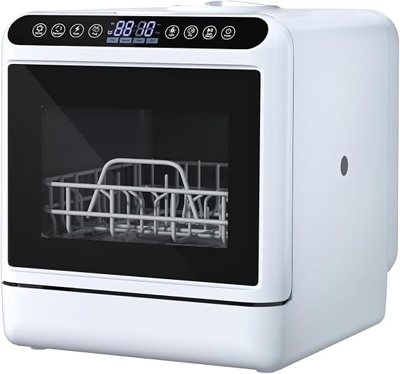 TsoLay Portable Dishwasher Countertop, 1000W Automatic Smart Countertop Dishwasher with 5L Water Tank, 5 Place Settings, 2-Tier Rack and 2-Spray Arm,