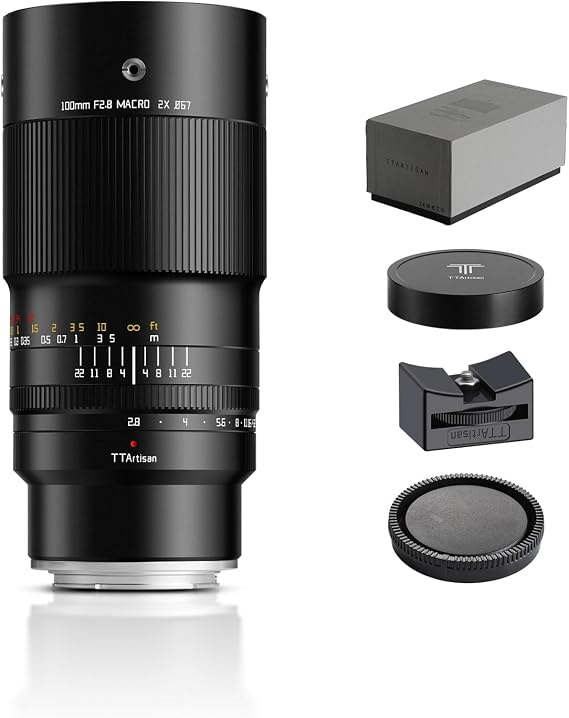 TTARTISAN 100mm F2.8 2X Macro, Full Frame Lens 2X Magnification for E-Mount Mirrorless Cameras A7IV A7RIV A7RV A7SIII A7C A9II A1 A6400 A6600 NEX-7 NEX-5T NEX-5R NEX-5N NEX-3N