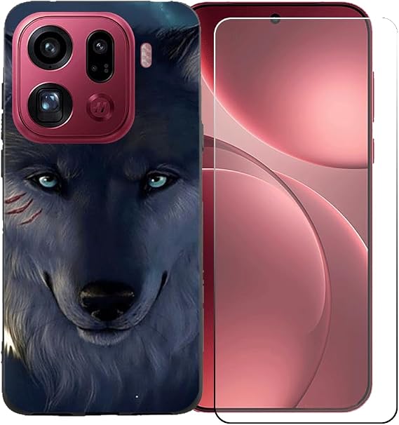 TPU Cover for Oppo Find X9 Pro + HD Tempered Glass, Silicone Shell Bumper Protective Back Case - 9 Hardness Anti-Scratch Screen Protector for Oppo Find X9 Pro - BST12