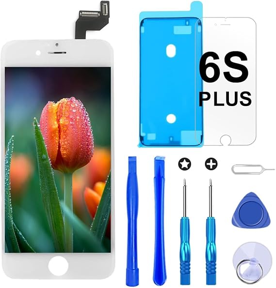 for iPhone 6s Plus Screen Replacement Kit 5.5" LCD Display Assembly White | Screen Digitizer Full Installation Kit with Repair Tools, Glass Protector & Waterproof Seal, Smooth 3D Touch