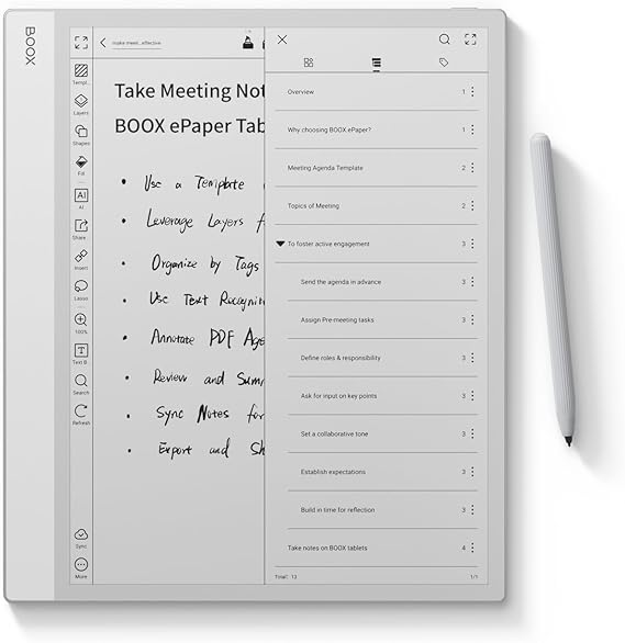 BOOX Tablet Note Max 13.3" Tablet No Frontlight B/W ePaper Notebook 300 PPI 6G 128G