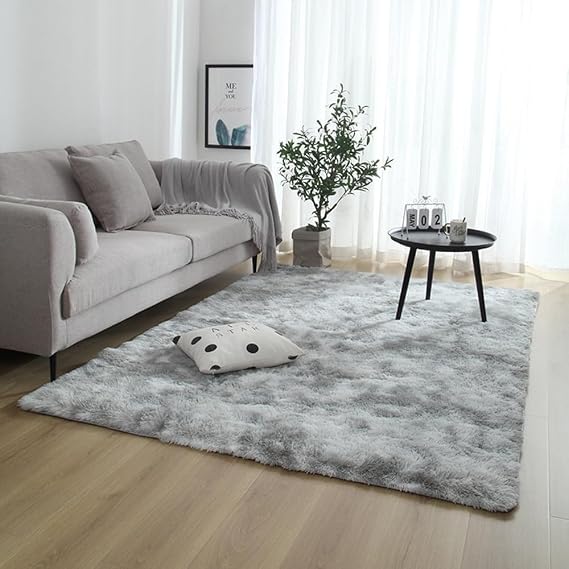 Area Rugs, Soft Fluffy Shaggy Bedroom Living Room Rug High Pile Modern Fluffy Non-Slip Rugs, Home Decor (Light Gray,80 * 160cm)