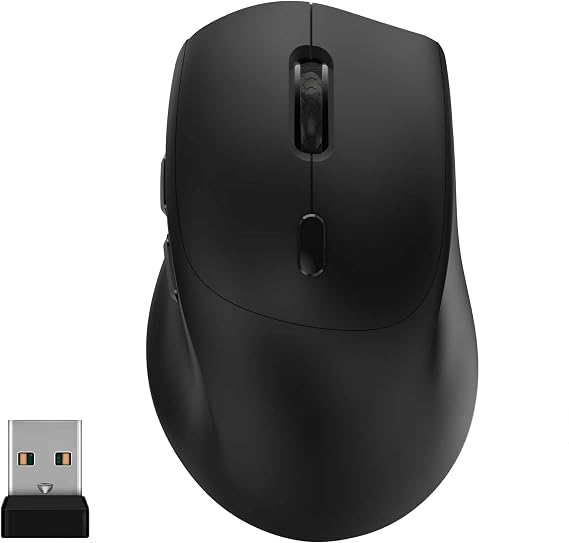Wireless Computer Mouse, 2.4G Ergonomic Silent Mouse with 3 Adjustable DPI for Gaming, for Laptop, PC, Computer, Notebook, 6 Buttons (Black)