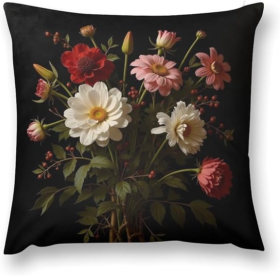 Velvet Pillowcases Compatible with Vintage Rose, Soft and Cozy Decorative Pillow Cases with Hidden Zipper for Bedroom, Sofa, Couch