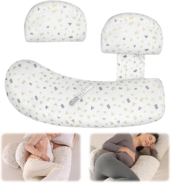 Foreverup Pregnancy Pillows for Sleeping, Maternity Pillow for Pregnant Women, Soft Pregnancy Body Pillow, Detachable and Adjustable Double Wedge with Cover for Back, Hips, Belly, Legs