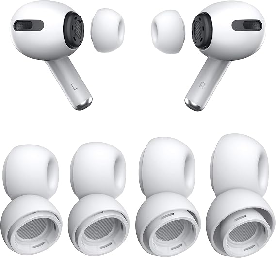 4 Pairs Replacement Ear Tips for Airpods Pro/Airpods Pro 2 Generation with Noise Reduction Hole & Built-in dust Guard Screen, Silicone Ear Tips for Airpods Pro with Portable Storage Box (XS/S/M/L)