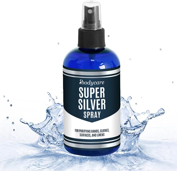 Super Silver Spray for Immune Support, Home, Travel, Spray Bottle for Hands, Mouth, Food, or Surfaces